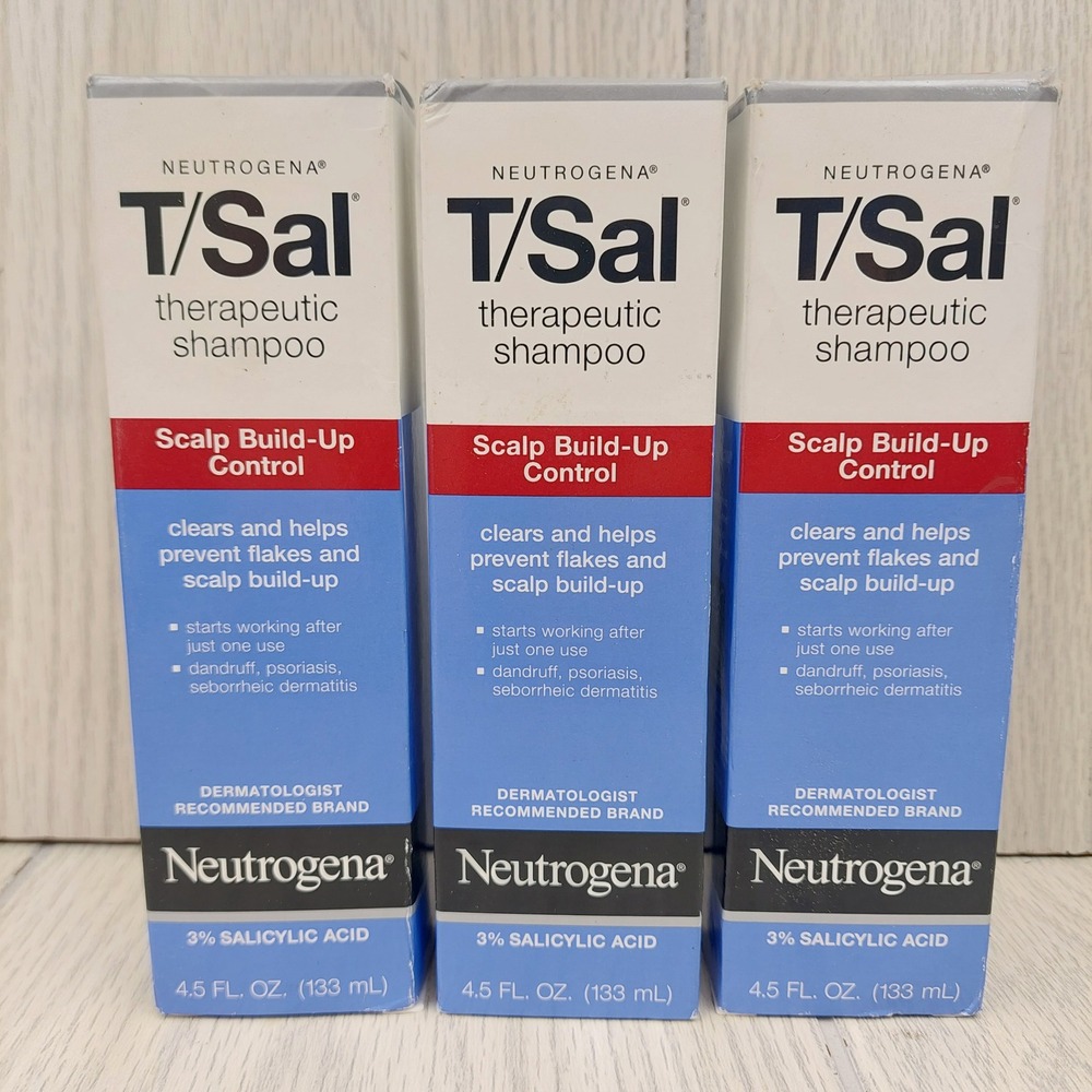 Neutrogena T/Sal Therapeutic Shampoo Unisex 4.5oz Blue 3% Salicylic Acid 3pk